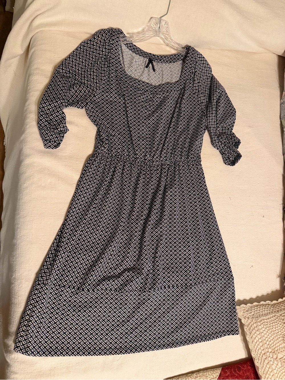 Lapis Navy Diamond-Pattern Midi Dress
